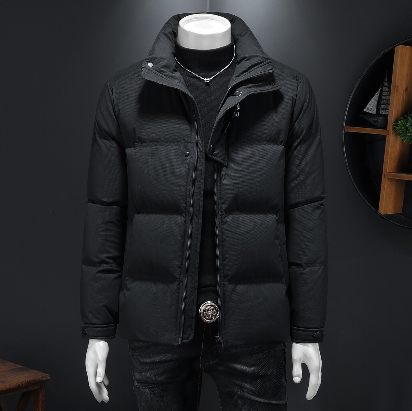 2025秋冬装90%绒立领羽绒服男 钱塘6006-5109-P330 假模图图片