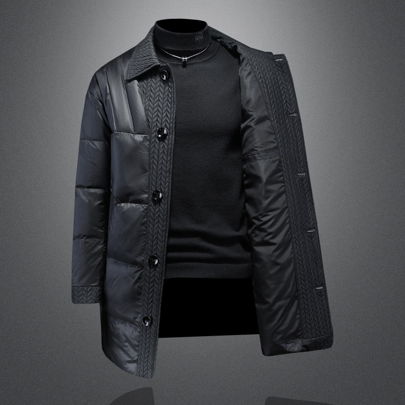 2025秋冬装中长款麦穗拼接羽绒服男钱塘6006-9811-P330尺码偏大,男装羽绒服,钱塘6006(原3029)