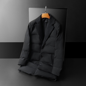 2025秋冬装针织领中长款羽绒服男 钱塘6006-23002-P320  平铺图图片