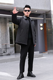 2025冬装90绒落肩宽松型拼皮中长款羽绒服男6006-7201-P300真模，男装羽绒服，钱塘6006(原3029)