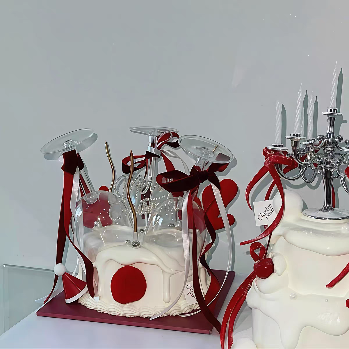 包邮2026网红烘焙麋鹿角红酒杯烛台圣诞节快乐插件蛋糕装饰摆件