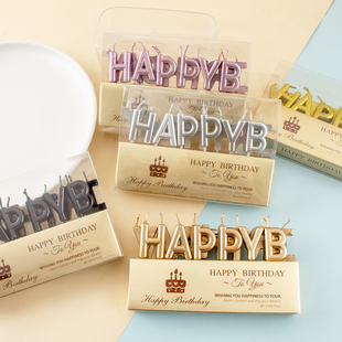 网红ins风happy birthday蜡烛插件生日快乐烘焙蛋糕装饰礼物蜡烛