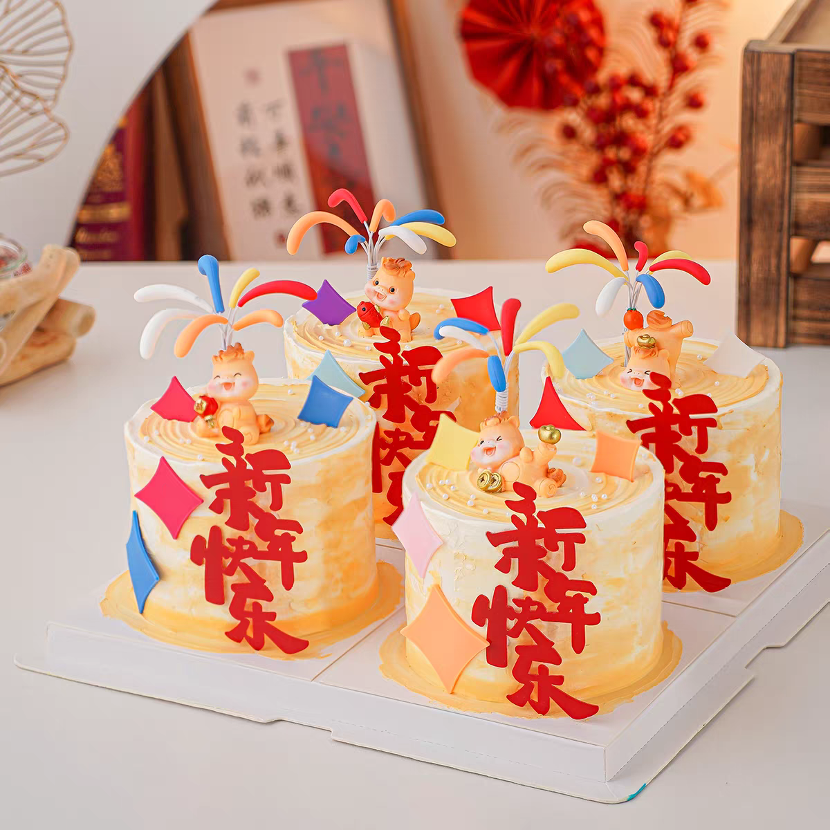 2026新年生肖小马软胶彩色星星礼花马年跨年元旦插件蛋糕装饰摆件