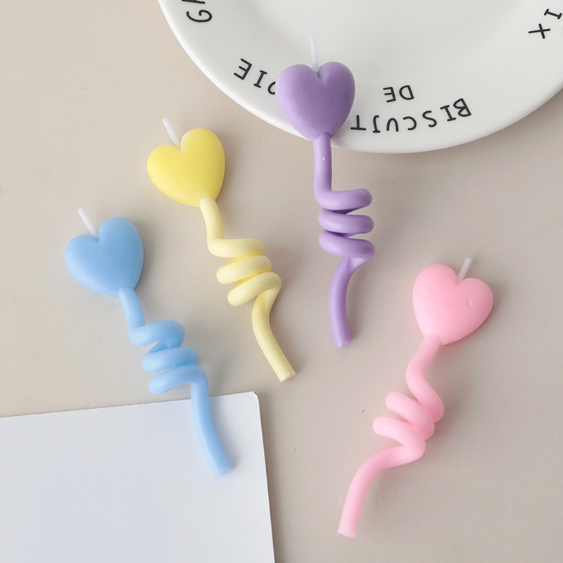 ins风扭扭蜡烛复古马卡龙爱心星星蛋糕烘焙装饰装扮