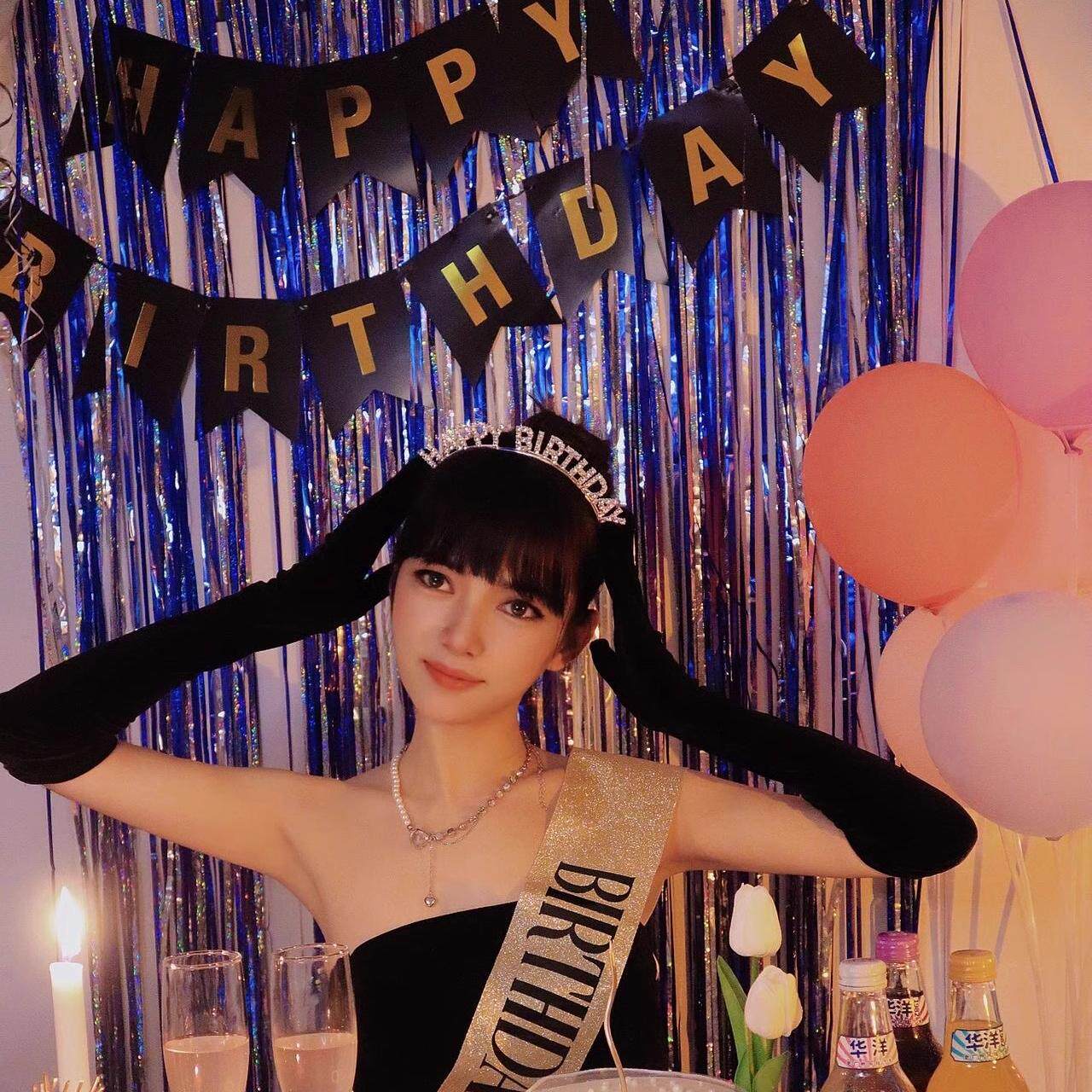 网红港风女神绶带小公主皇冠头饰生日快乐肩带派对拍照写真道具l