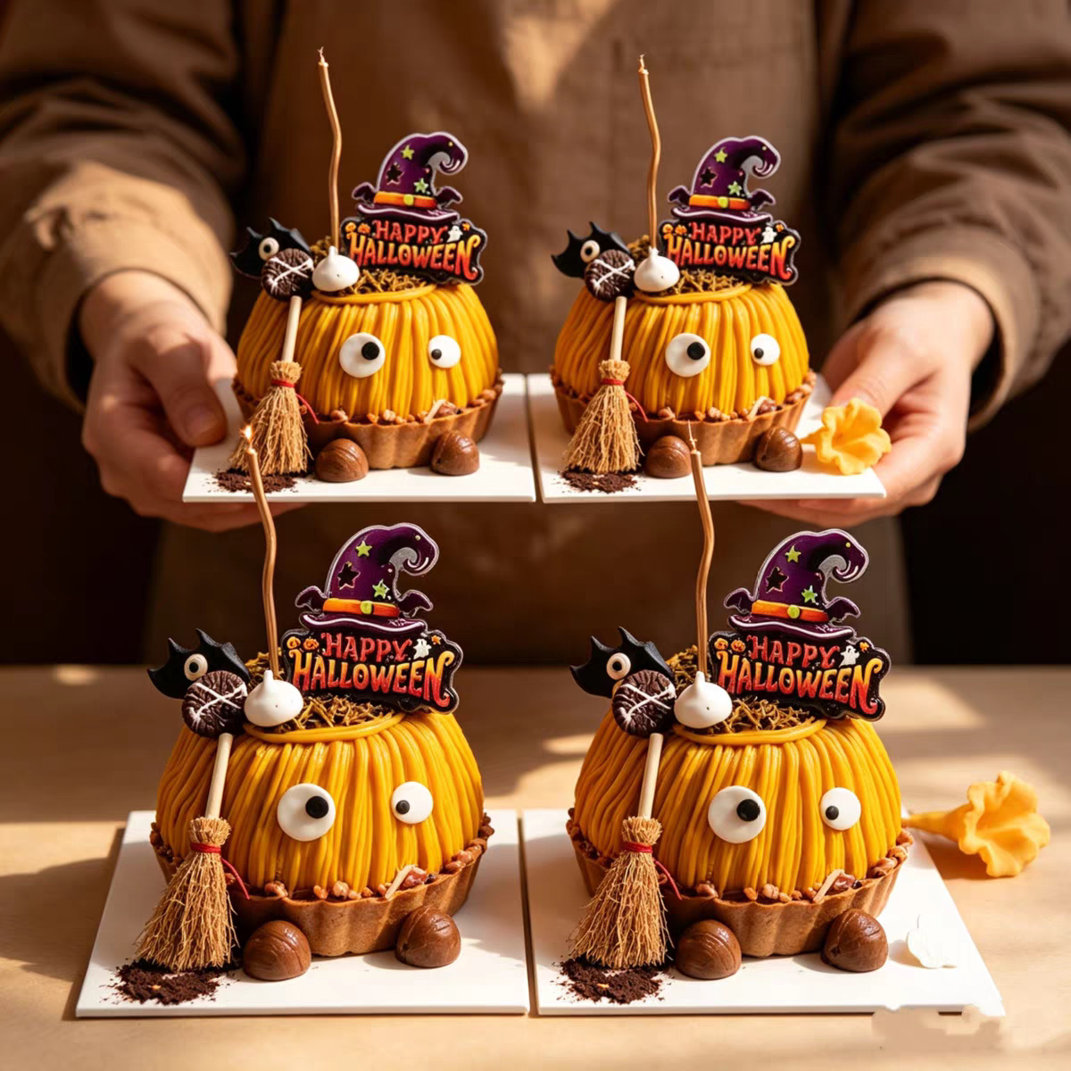 2026万圣节halloween迷你扫帚眼睛糖装扮南瓜蛋糕装饰插件亚克力