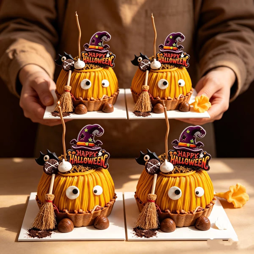 2026万圣节halloween迷你扫帚眼睛糖装扮南瓜蛋糕装饰插件亚克力