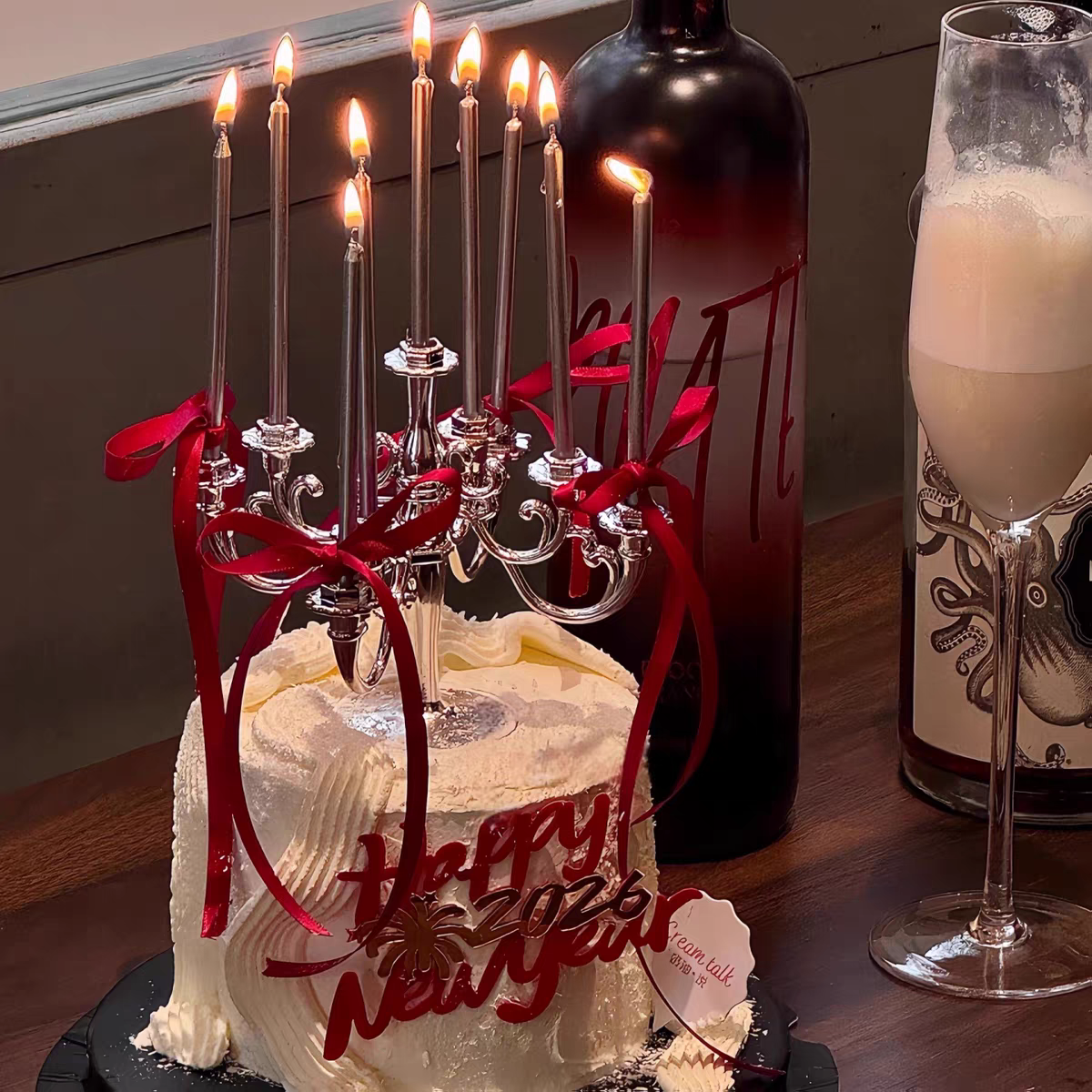 2026网红马年装扮插件跨年烛台蛋糕装饰摆件新年快乐亚克力插牌