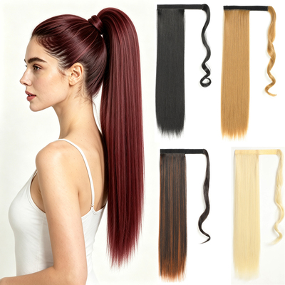 假发长直发马尾接发魔术帖马尾辫Ponytail extension for women