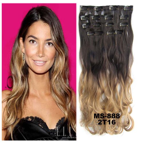 渐变色假发 7件套发片卷发 Ombre hair clip in hair extensions