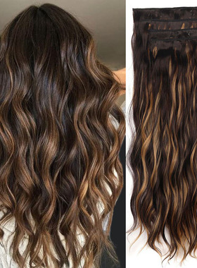 假发卡子发夹子接发片四件套波浪卷发 Clip In Hair Extensions