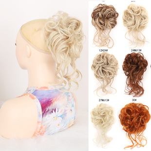 假发龙须卷发抓夹发包丸子头长须发圈Claw Clip in Hair Buns