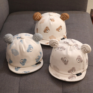 男宝宝帽子春秋季韩版鸭舌帽婴儿秋冬天男童灯芯绒户外遮阳防晒帽