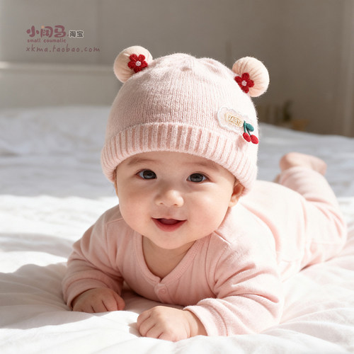 婴儿帽子秋冬天公主女宝宝毛线帽