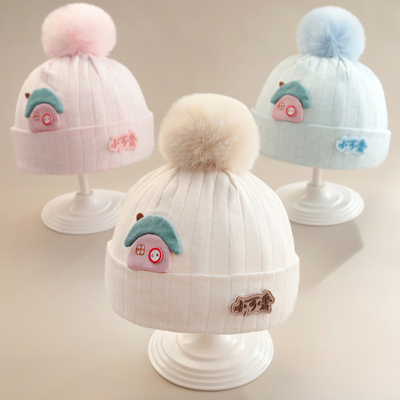 婴儿秋冬季纯棉无骨胎帽0个月3-6