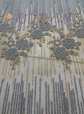 撒银布料diy珠子网纱刺绣面料