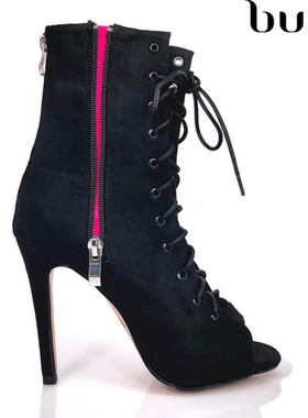 burju-Rude Boy玫红系带高跟爵士舞靴，heels拉丁Salsa高跟舞靴