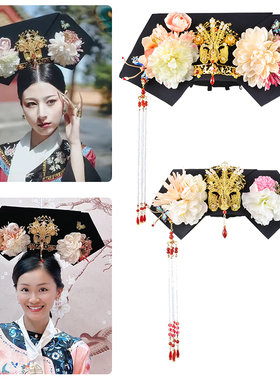 古风汉服故宫摄影皇后妃子格格清代旗头大拉翅百搭舞台演出发饰