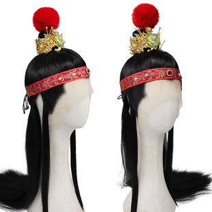 贾宝玉假发套发冠头套男古风抹额手钩红楼梦87假发直发束发整顶套