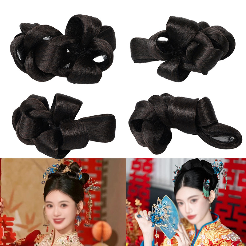 国风假发秀禾手发型盘发新娘全发包晨袍包打卷汉服假发造型发丝