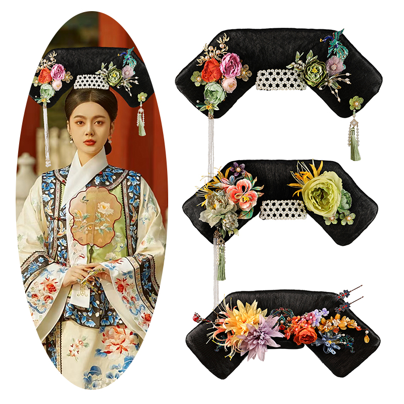 古风旗头燕尾假发发包