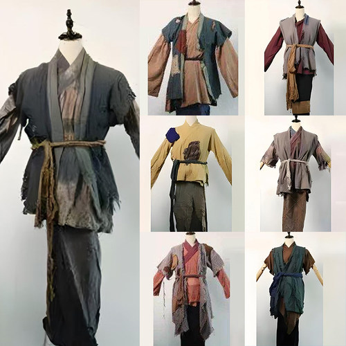 影视古装宋代百姓农民群演春秋汉服棉麻粗布焦夫破旧乞丐演出服装