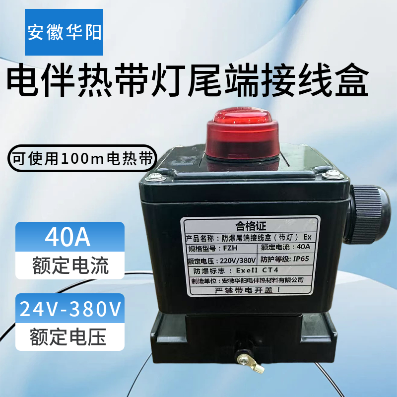 伴热带尾端接线盒指示灯终端盒伴热电缆带灯尾端220V/380V末端