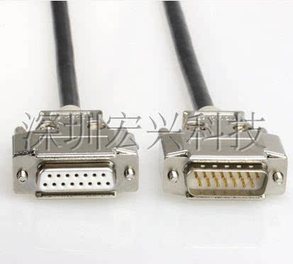 工业级db15针串口线 公对公 公对母 母对母连接线 双屏d蔽配铁壳