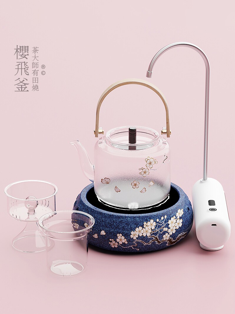 Tea Master Arita yaki Sakura Flying Cauldron Japanese Home Electric Ceramic Stove Small Silent Tea Stove Water Electric Tea Stove Teapot