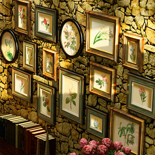 照片墙饰客厅餐华厅玄关装 组合画 欧相框挂墙壁式 奢实木简美式 新品