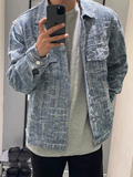 706-1-JK1014-P75秋季男士蓝色水洗做旧小香风夹克情侣休闲外套，男装夹克，星座706-1