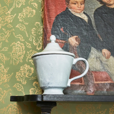 现货Astier de Villatte 法国进口白瓷 复古ADV 伊丽莎白带盖茶杯