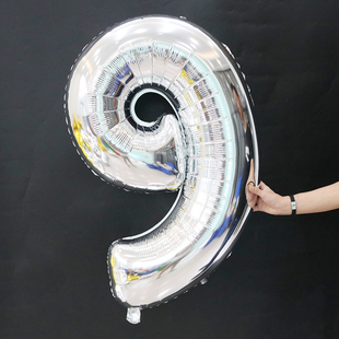 40寸大号数字气球银色数字气球 9齐全铝箔大号数字气球生日布置