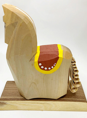 日本制 职人手作 笹野一刀彫 实木雕刻 置物摆件摆饰 馬