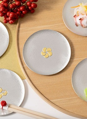 现货 日本进口 能作NOUSAKU纯锡金箔 缘起 吉祥纹 豆皿 碟子