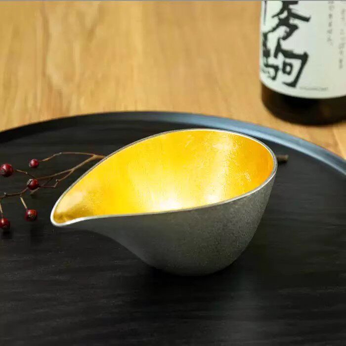 现货 日本进口 能作锡器 纯金金箔酒具分酒器 片口 - 大