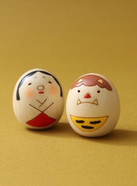 日本 中川 × 卯三郎 手工木雕玩偶 迷你 小 摆件摆饰 鬼 阿多福