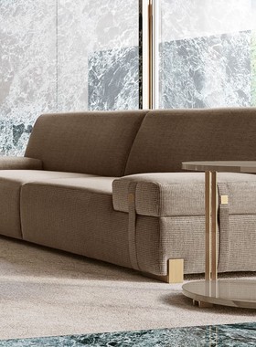 Volpi沙发磨砂皮豪宅别墅包豪斯风格意大利进口家具同款高端定制