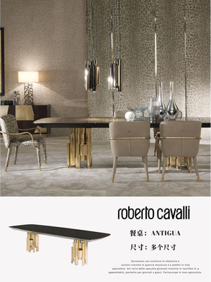 高质感大理石餐桌诠释家居奢华|robertocavalli家具：ANTIGUA餐桌