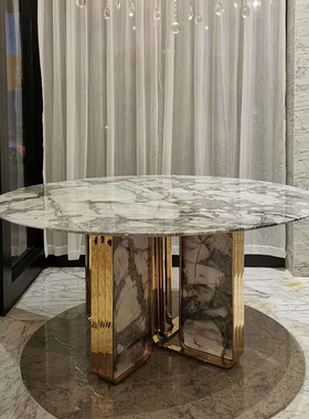 CORNELIO CAPPLLINI 餐桌圆桌简约大理石组合轻奢设计金属框架