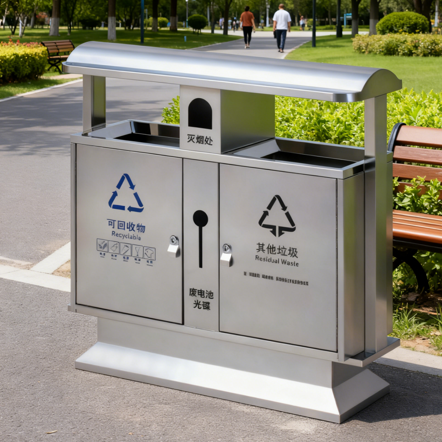 户外分类不锈钢垃圾桶公园市政用