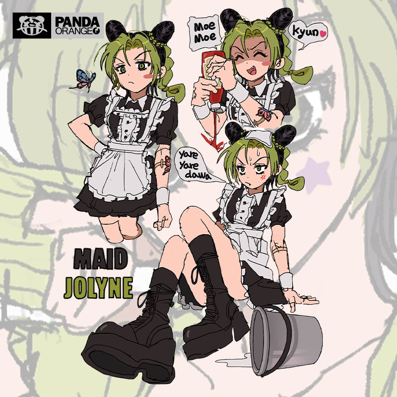 熊猫橙奇妙冒险联名短袖石之海空条徐伦女仆装学生日系情侣装卫衣
