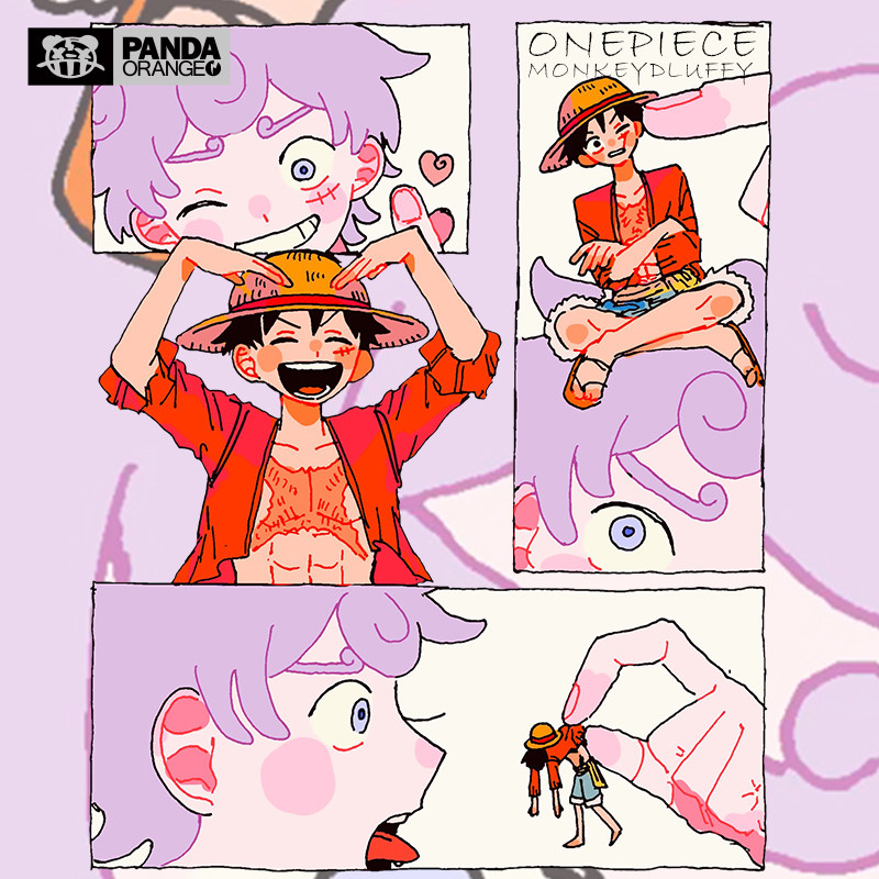 海贼王联名t恤卡通动漫画日系草帽团蒙奇D路飞五档学生情侣装卫衣