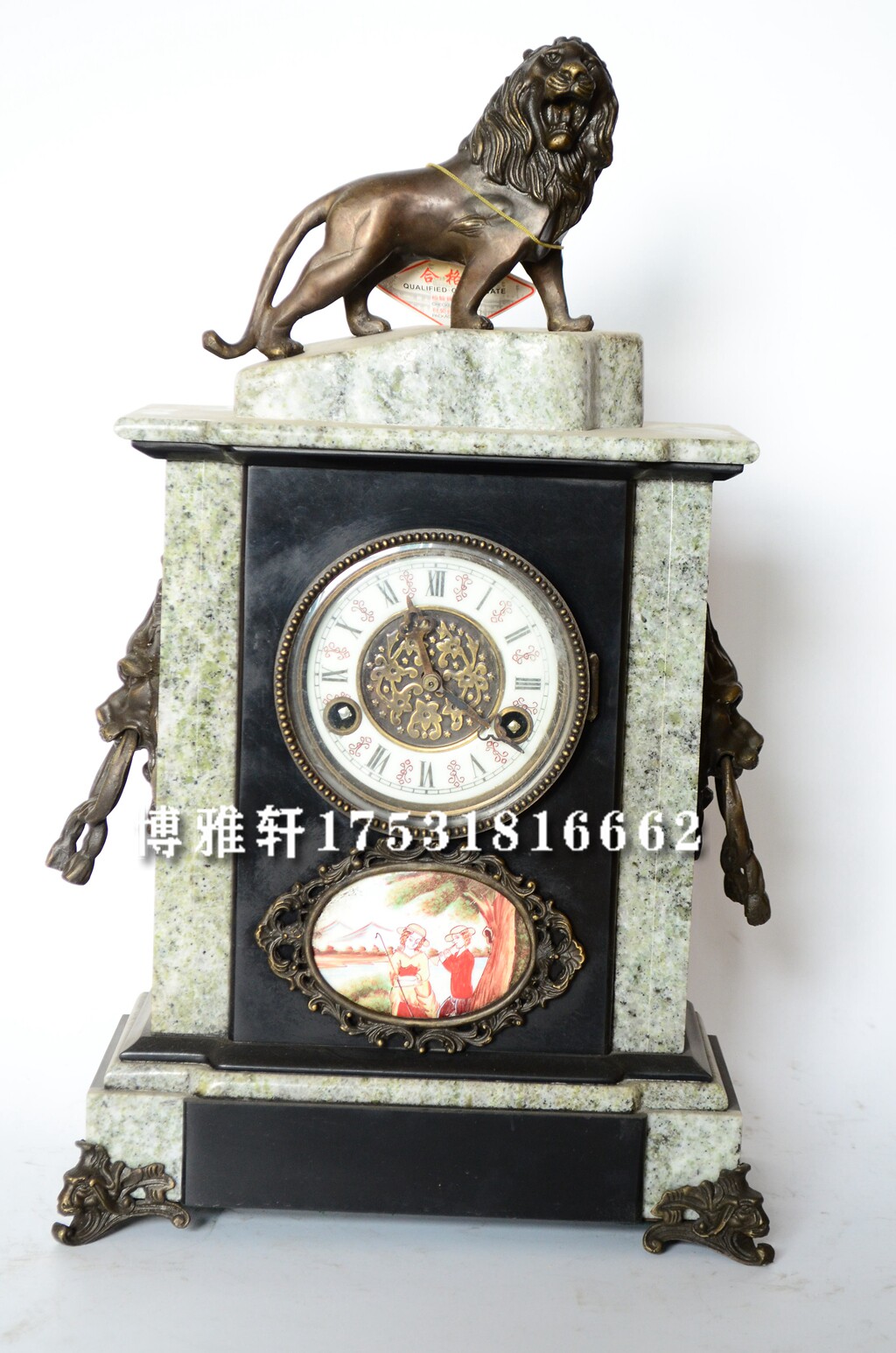 钟表古典机械大理石狮子座钟工艺纯铜表芯样板间仿故宫古董老钟表