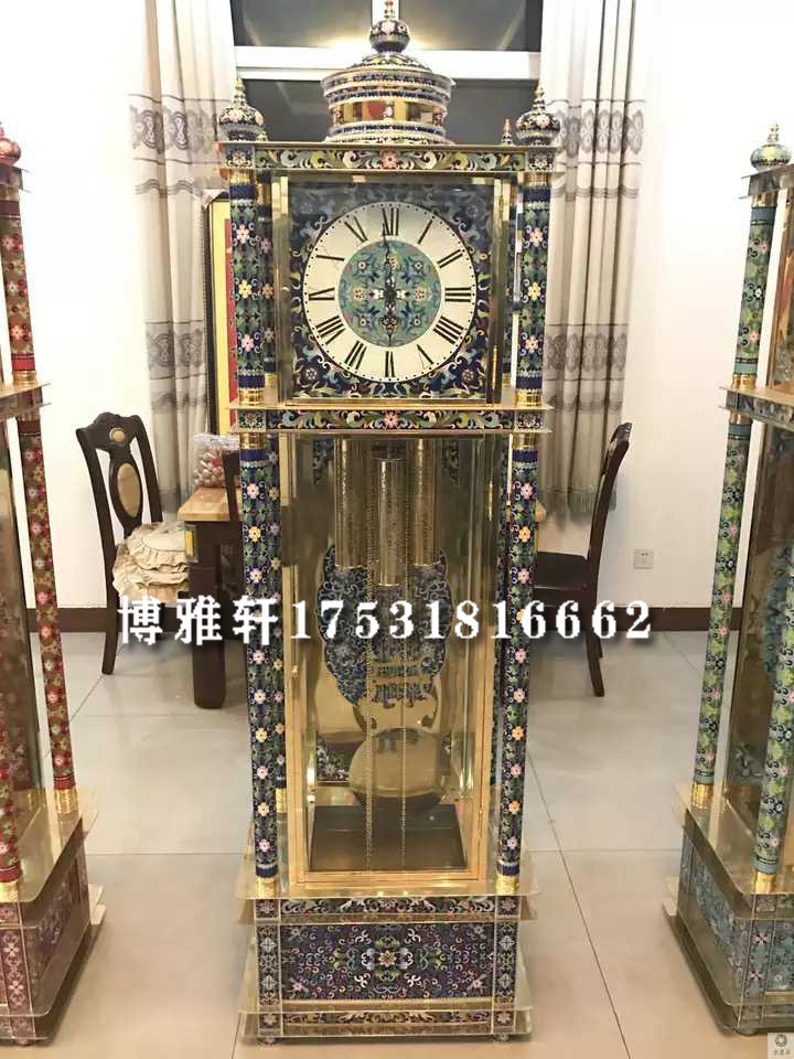 钟表落地钟古典机械纯铜景泰蓝镀金立钟家居客厅别墅钟德国赫姆勒