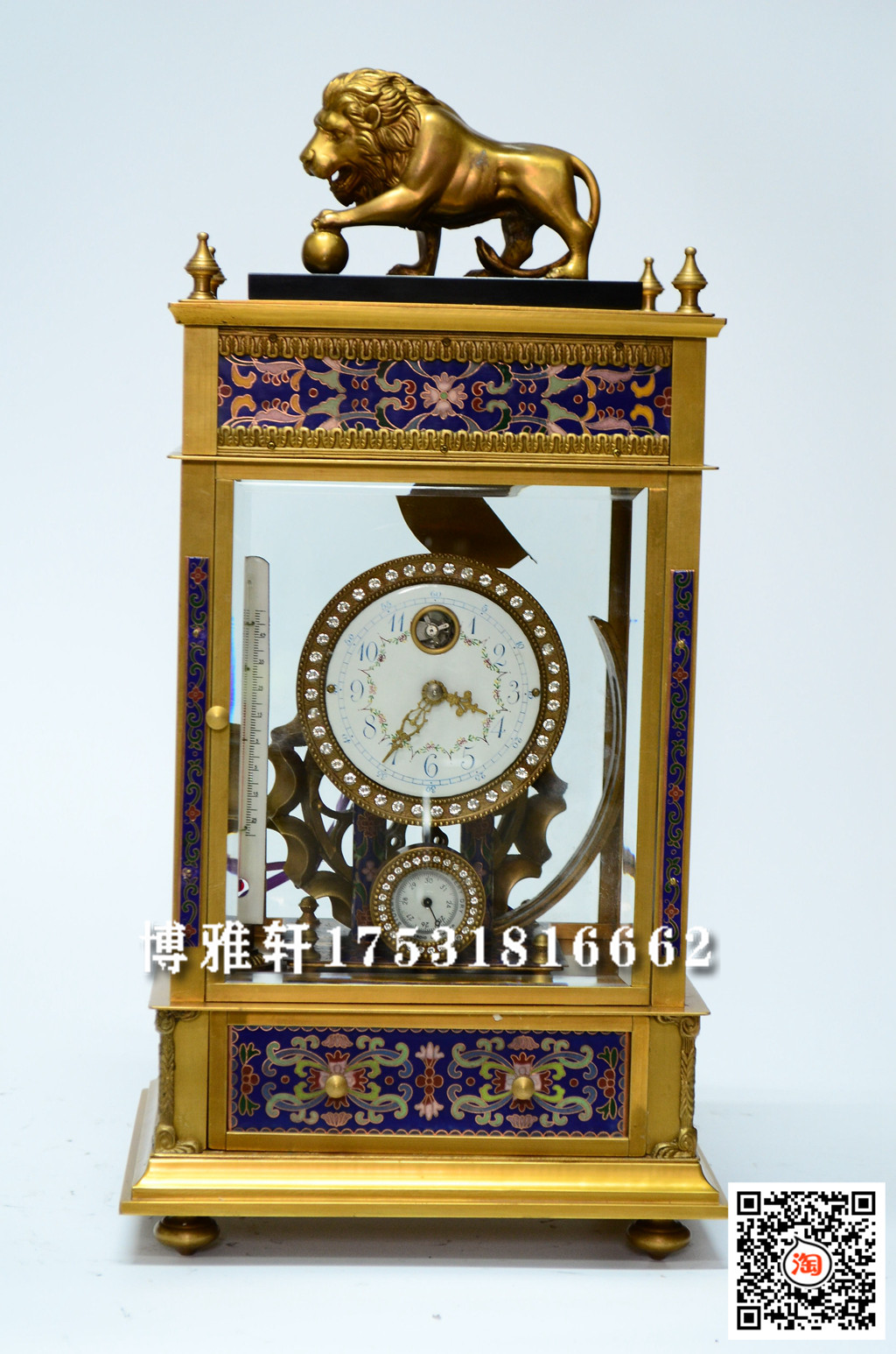 钟压力钟景泰蓝纯铜仿金座钟钢珠压力轨道钟法国古典宫廷博物院