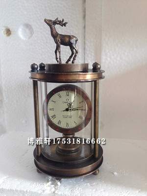 古典机械纯铜把玩小鹿表 发条仿古董趣味摆件