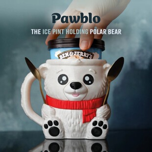 跨境新品 Ice Cream Pint Holder Polar Bear 北极熊冰淇淋杯架