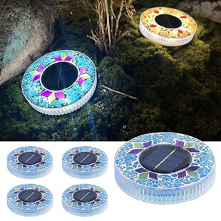跨境 Solar Outdoor Mosaic Disk Lights 太阳能户外马赛克圆盘灯