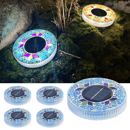 跨境 Solar Outdoor Mosaic Disk Lights 太阳能户外马赛克圆盘灯